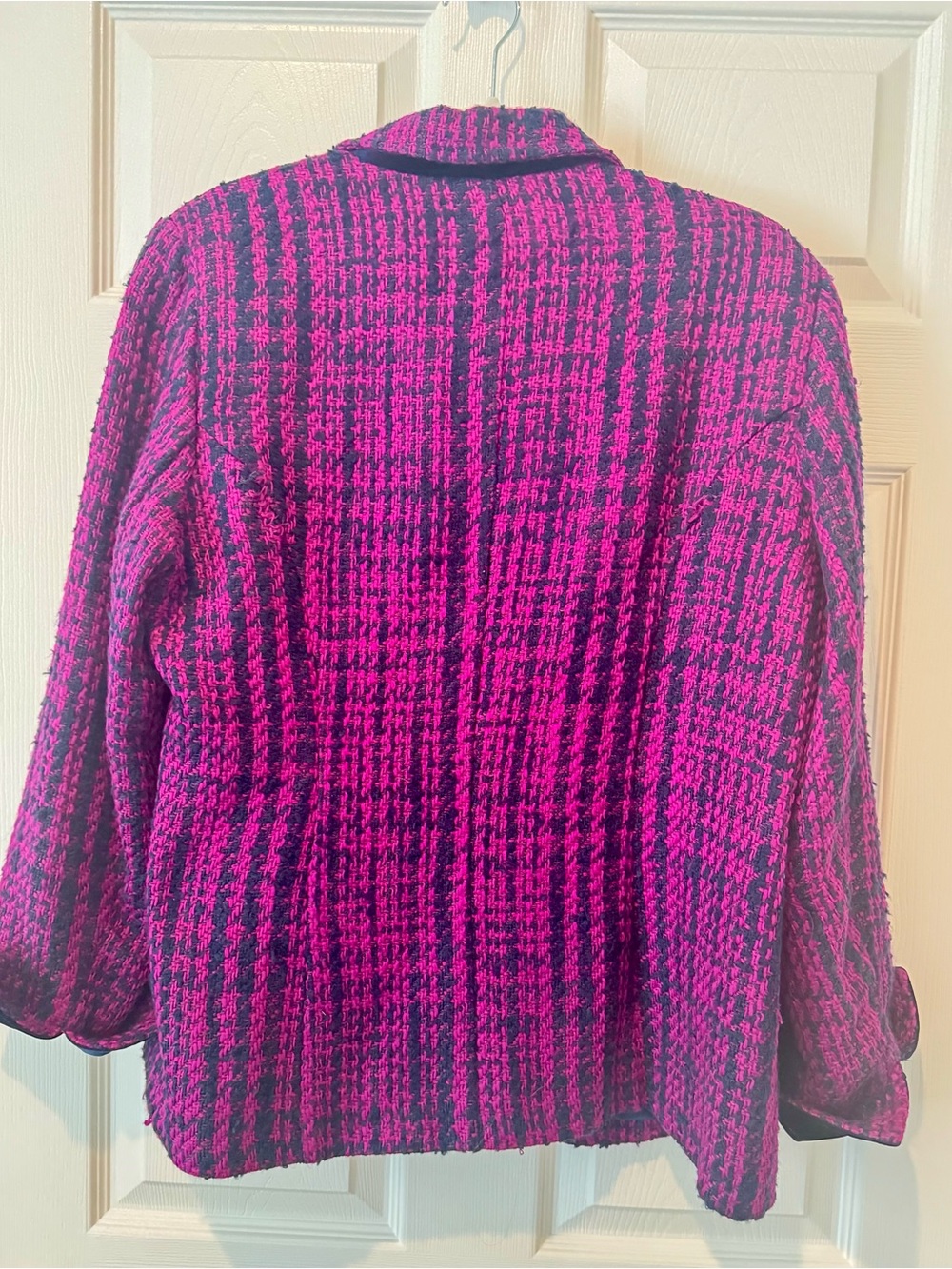 Coldwater Creek Pink & Navy Tweed Textured Blazer Jacket Size 14 - Picture 7 of 12